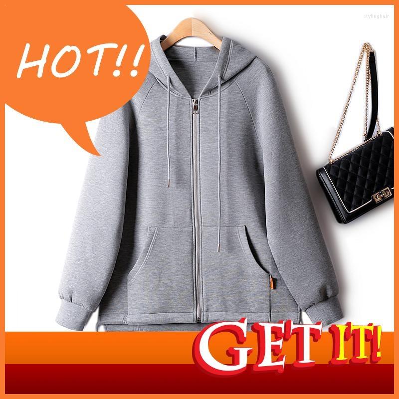 

Women's Jackets Autumn Women European 2023 Jacket Casual Hooded Air Cotton Large Pocket Solid Cardigan Full Sleeve Female Clothing 4XL, Black