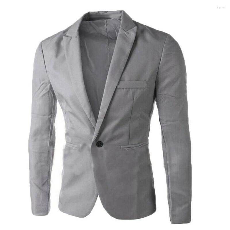 

Men's Jackets 2022 Men's Long Sleeve Lapel Fashion One Button Slim Fit Suit Blazer Buckle Business Jacket, Beige