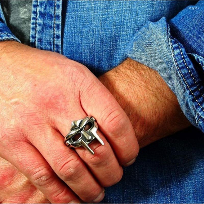 

Cluster Rings GSOLD Retro MF DOOM Mask For Men Gladiator Punk Style Egyptian Pharaoh Male Ring Hip Hop Party Goth Jewelry Accessories