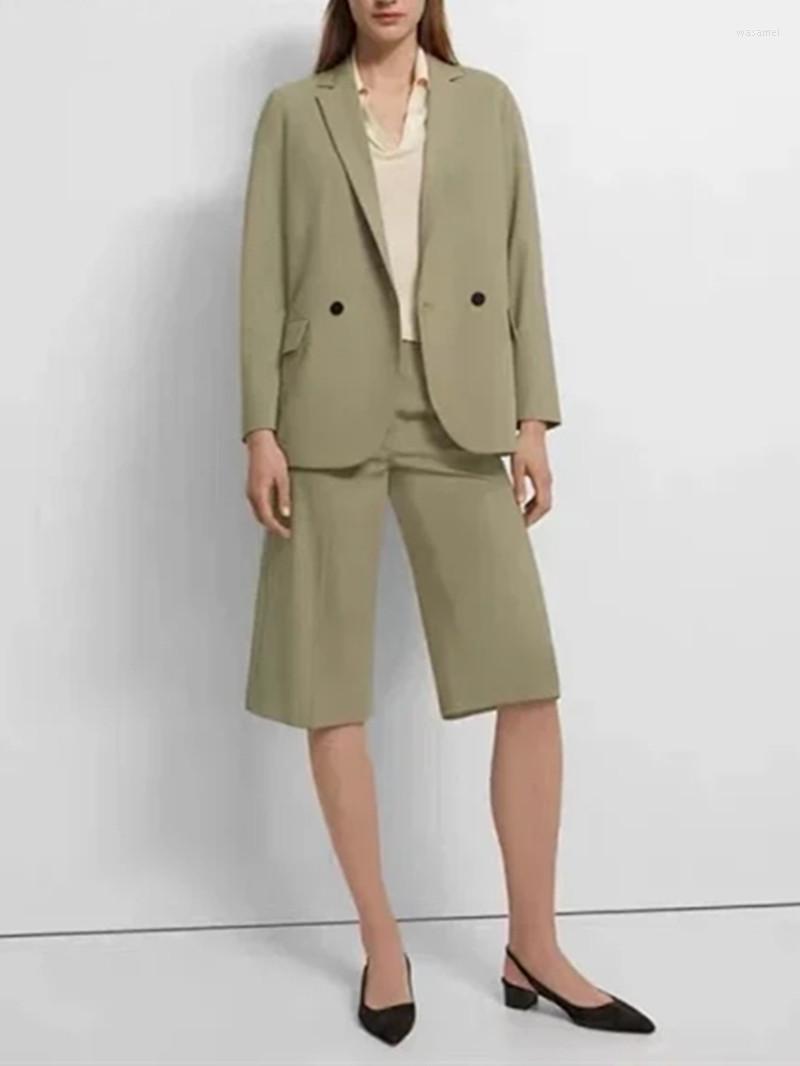 

Women' Suits Women' Solid Color Blazer Or Straight Shorts Set 2022 Fall Ladies Long Sleeves Fashion Jacket And High Waist Pants Suit
