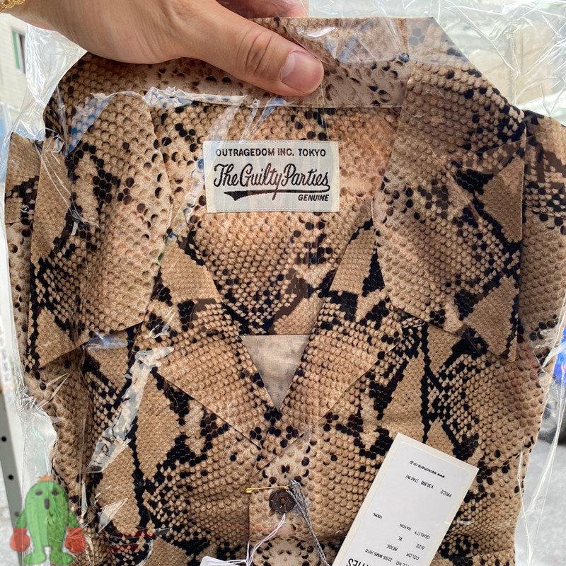 

Men' Casual Shirts Stock One Day Ship Out Vintage Snake Pattern WACKO MARIA Shirt