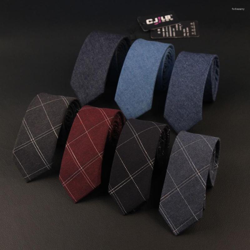 

Bow Ties 31colors Korean Fashion Designer High Quality Mens Neck Tie Skinny Slim 6cm Cotton Cowboy Plaid Business Neckties 10pcs