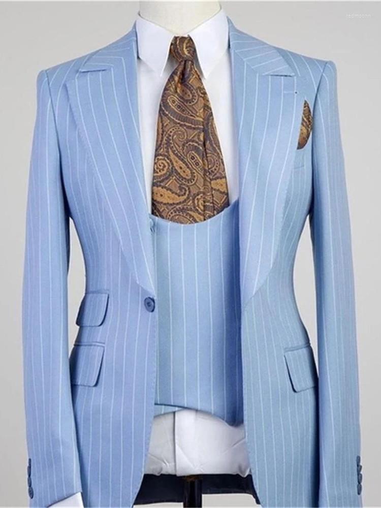 

Men's Suits Men's & Blazers Men Suit 2 Pieces Causal Blazer Vest Blue White Pinstripe One Button Work Wear Uniform Wedding Business, Red