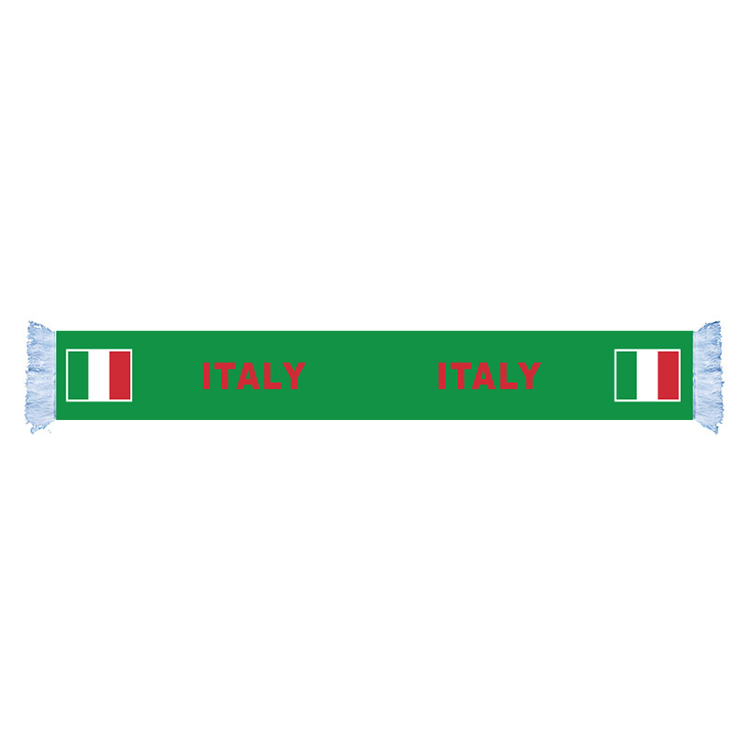 

Italy Flag Scarf Factory Supply Quality Polyester World Country Satin Scarf Nation Football Games Fans Scarfs With White Color Tassel