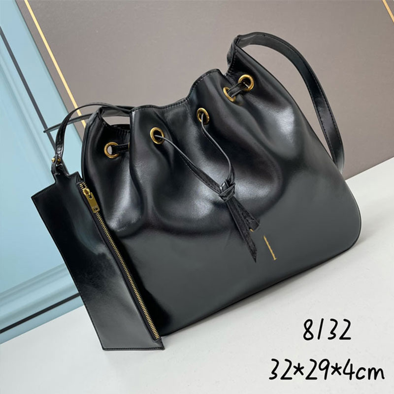 

Drawstring Bucket Bag Tote Handbags Crossbody Handbag Oil Wax Leather Bags Single Shoulder Back Two piece set Zipper Pocket Fashion Letter