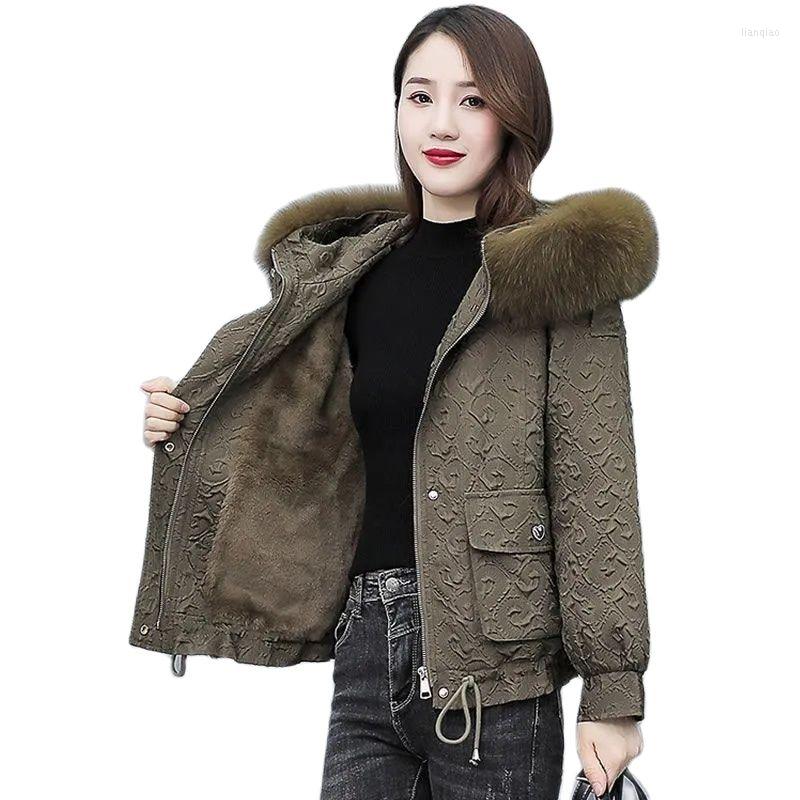 

Women's Trench Coats Overcoat Parka Women's Cotton Coat Short 2022 Little Guy Autumn Winter Add Velvet Thicken Loose Hooded Ladies, Black