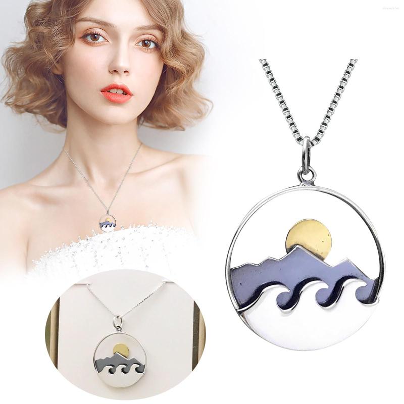 

Chains Chain Large Sterling Silver Mountain Necklace For Women Bronze Sun Or Full Moon Round Pendant Gift Skiier 4 Piece Heart