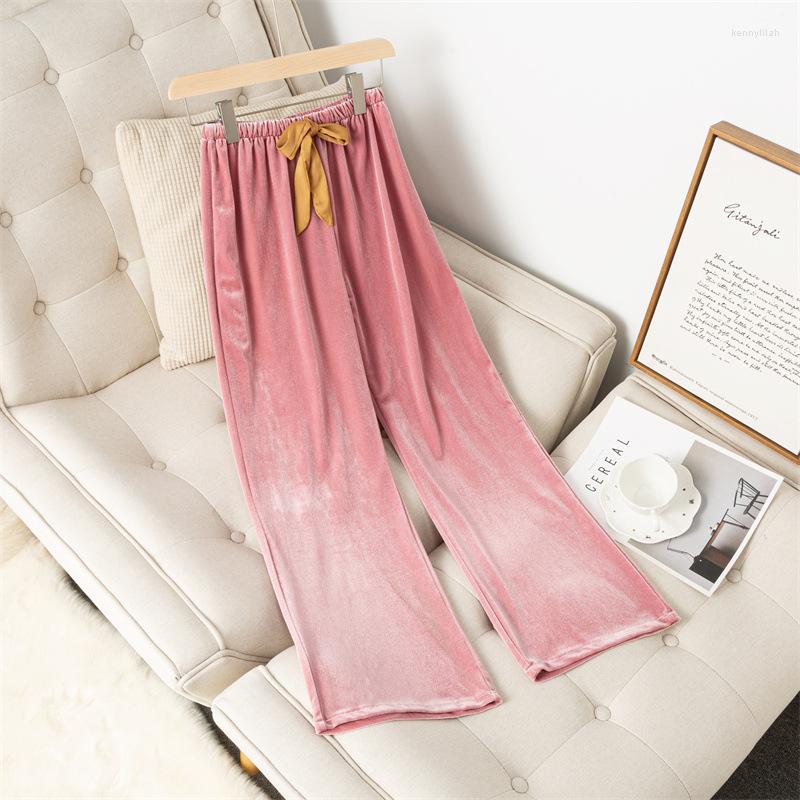 

Women's Sleepwear Women Velour Sleep Bottoms Autumn Winter Pajamas Pants Solid Velvet Trousers Female Home Casual Clothes, Blue