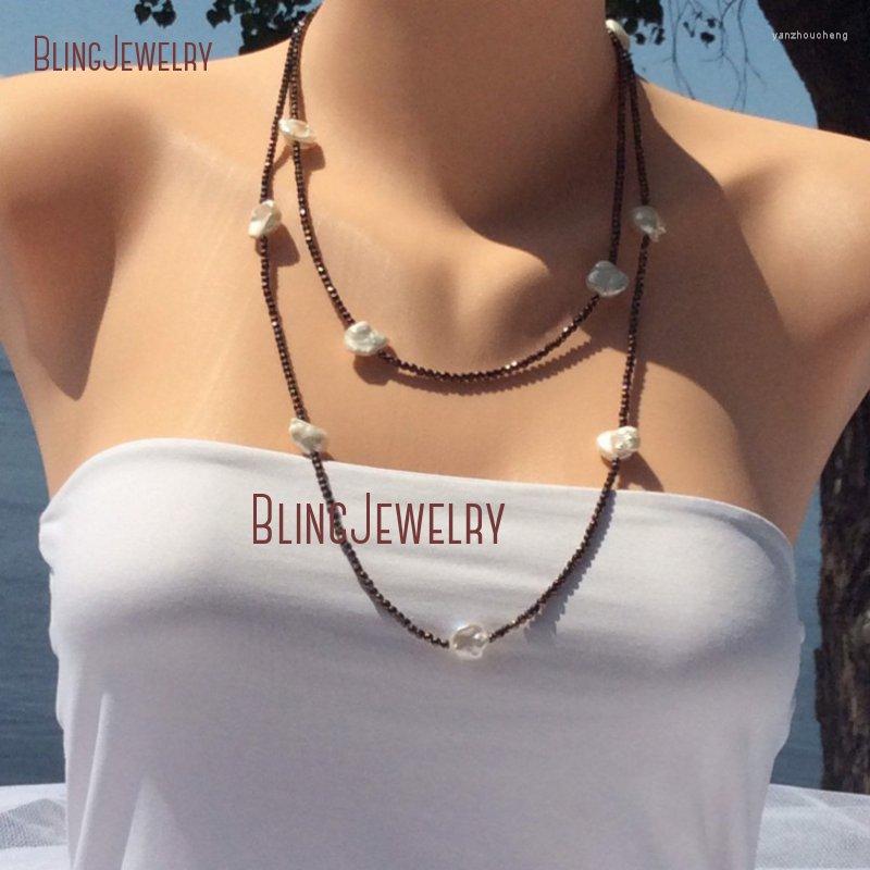 

Choker Pyrite Necklace Biwa Pearls Rope Freshwater Pearl Long Minimalist Layered NM31702
