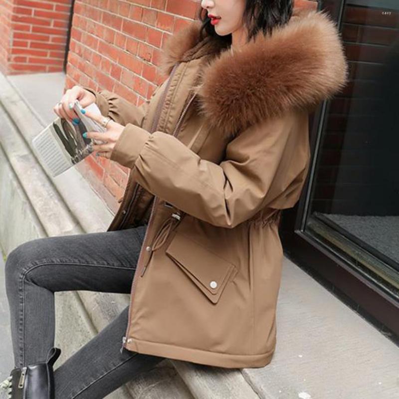 

Women's Jackets Cotton Padded Parkas For Woman Winter Thicken Coats Women Loose Warm Fleece Lined Hooded Outwear Down Chaquetas, Black