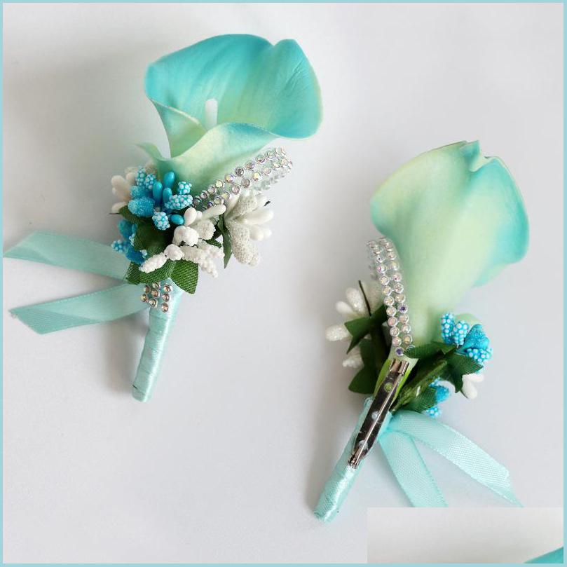

Wedding Flowers Wedding Groom Groomsman Boutonniere Artificial Flower Cor Man Suit Brooch Clipon For Bridal Party Decoration Drop De Dhsth