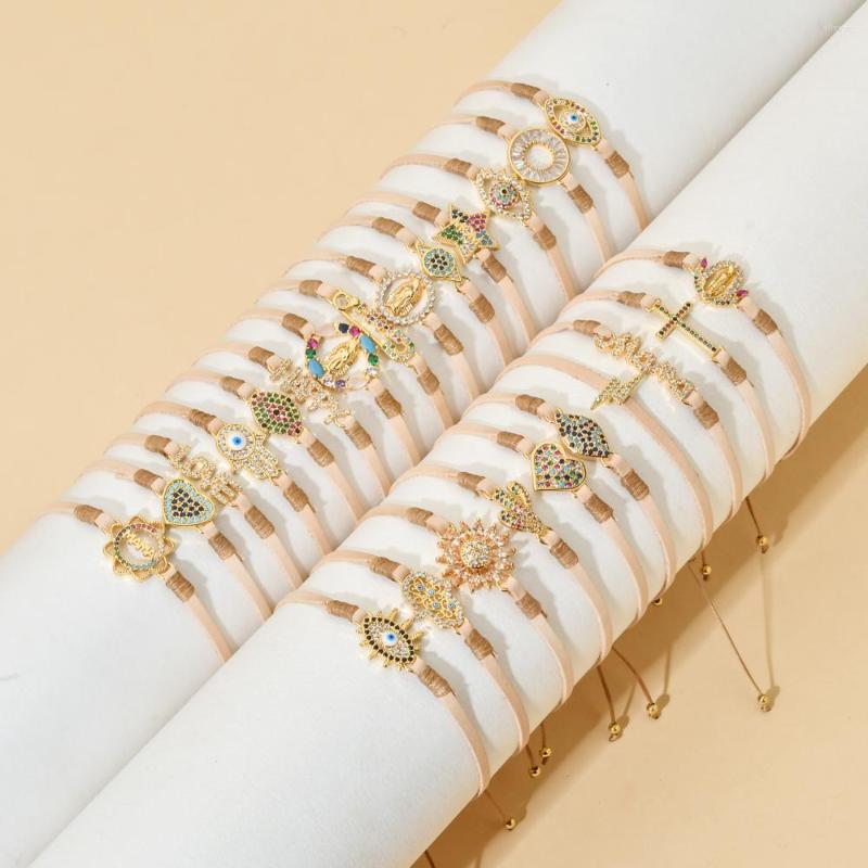 

Charm Bracelets ZMZY Style God Eye Boho Wrap Crystal Bracelet Leather Pave CZ Jewelry Handmade Rope Chain Accessories