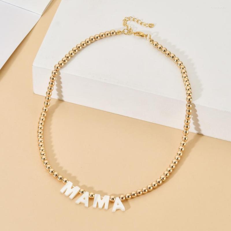 

Choker ZMZY Luxury Gold Color Beads Necklace Style Shell Letter MAMA For Women Bohemian Jewelry Gifts