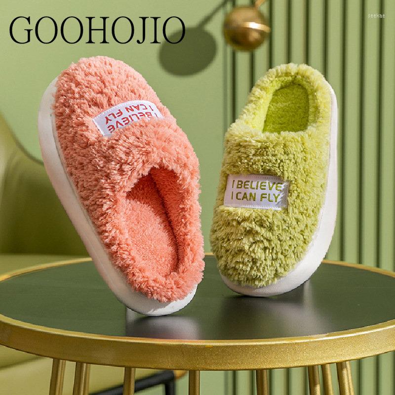 

Slippers Soft With Velvet Winter Shoes Women Unisex Fashion Plush Female Indoors Keep Warm Platform Men