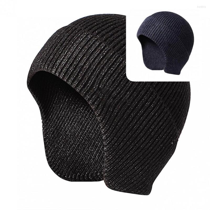 

Berets Stylish Skull Caps Elastic Windproof Knitted All-Match Warm Men Hats, Grey