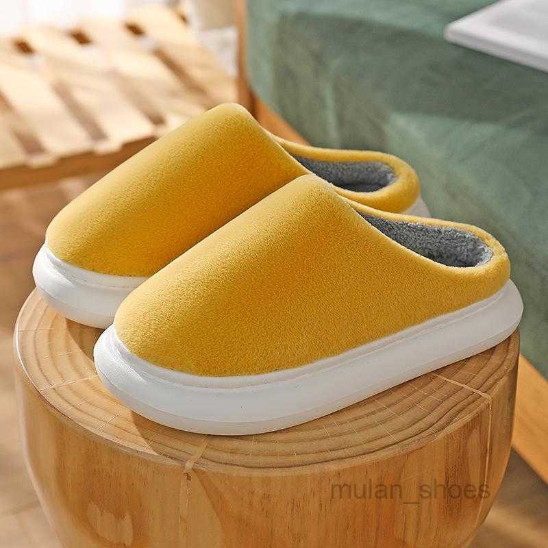 

2023 Fashion Slippers Winter Women Indoor Home Couples Fuzzy Slides Soft Fluffy Warm Platform Cotton Shoes Female Male House Floor Slipper, Coffee