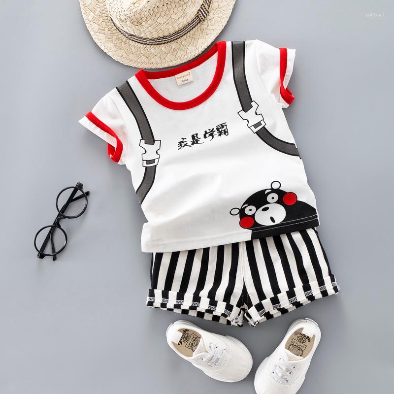 

Clothing Sets Kid Summer 1 2 3 4 Years Baby Girl Boy Casual Striped Shirt Clothes Set Cute Cartoon School Bag Boys Suit, Yellow no shoes hat