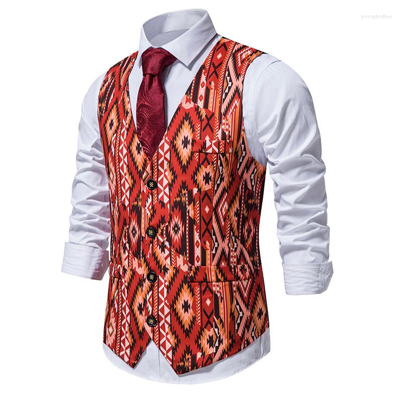

Men' Vests 2022 Designer Mens Classic V Neck Paisley Jacquard Folral Silk Waistcoat Suit Vest Pocket Men Marriage Gilet Homme, 01