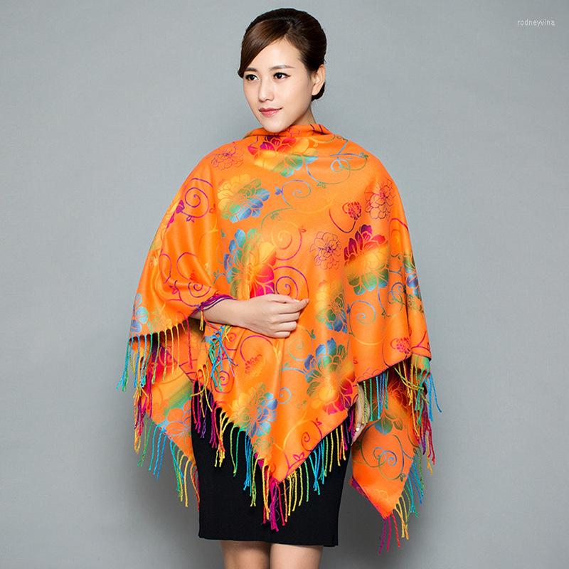 

Scarves Soft Cashmere Women Square Windproof Blue/Orange/Pink Female Large Tassel Shawls Wraps Ponchos Winter Autumn Capes
