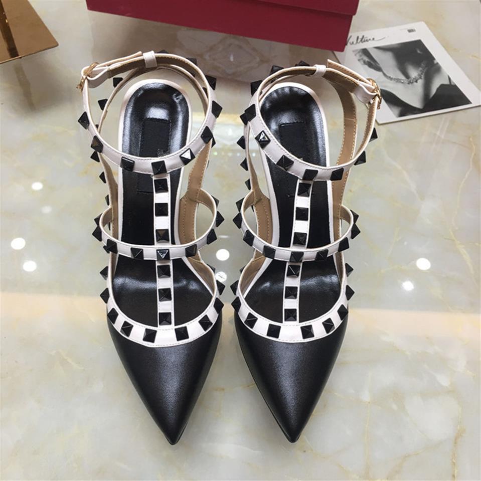 

Women sexy lady shoes Red Nude Point toe studded spikes slingback strappy shoe pumps Stiletto heels party Real po with box for 186e