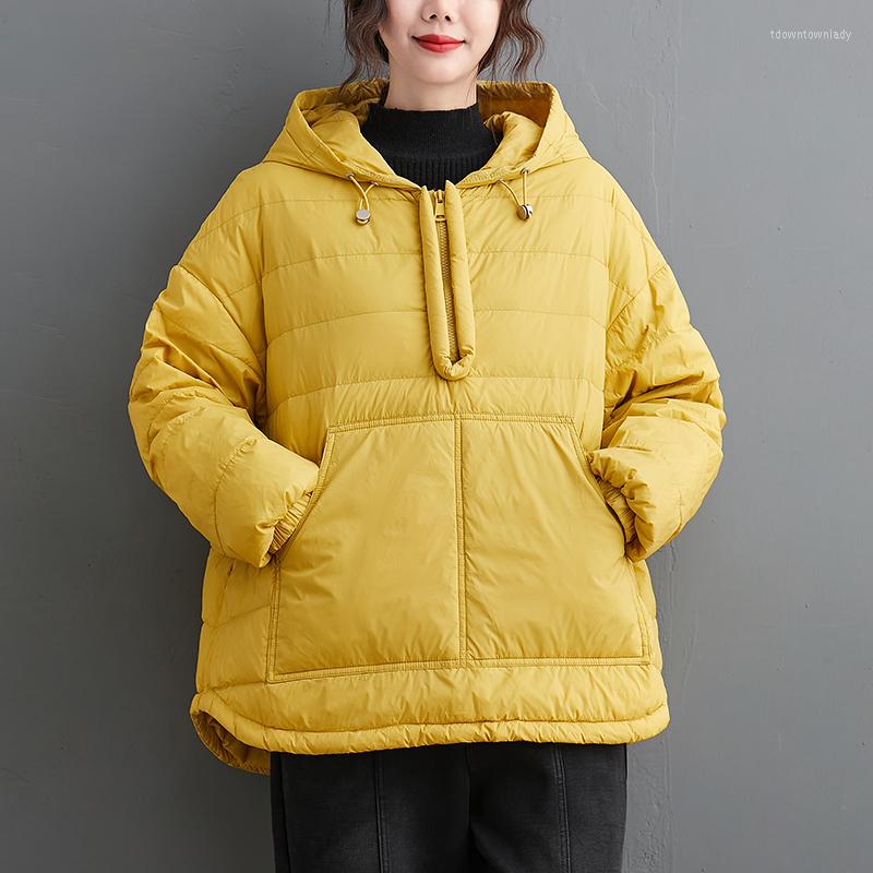 

Women's Trench Coats Plus Size Oversized Cotton Hooded Coat Casual Loose Autumn Winter Woman Jacket 2022 Clothes Womens Outerwear, Red
