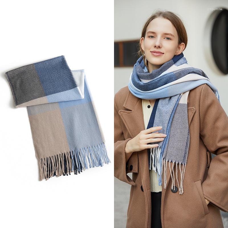 

Scarves 2022 Winter Warm Thick Cashmere Scarfs Women Luxury Design Shawls Lady Pashmina Bufanda Blanket Female Stoles Wraps