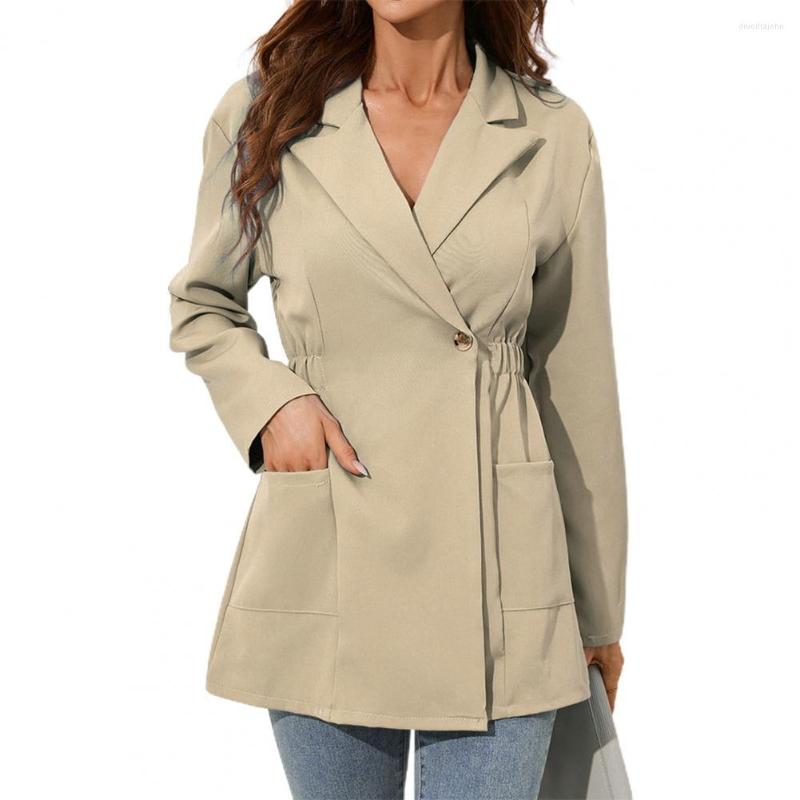 

Women' Suits Workwear Windproof Female Office Waist Tight Mid-Length Suit Coat Formal Occasions, Black