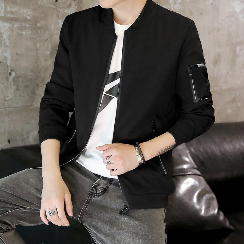 

Men's Jackets Cross-border Plus Size Jacket Men's Spring And Autumn Korean Sports Leisure Tops Collarless Slim, Black