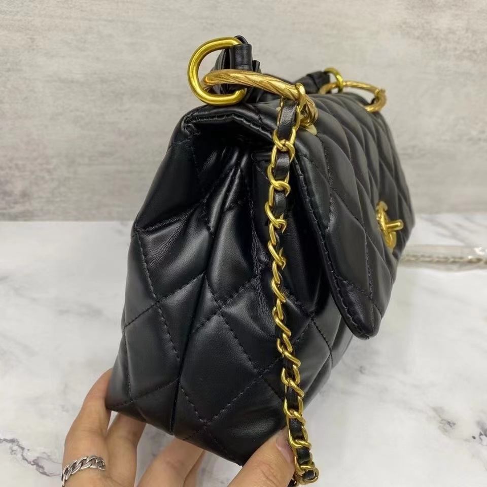 

Deluxe Bag New Fashion ins Net Red Tide Flow Rhombic Lattice Sewing Chain Crossbody Bags Women's Shoulder Handbag, Black