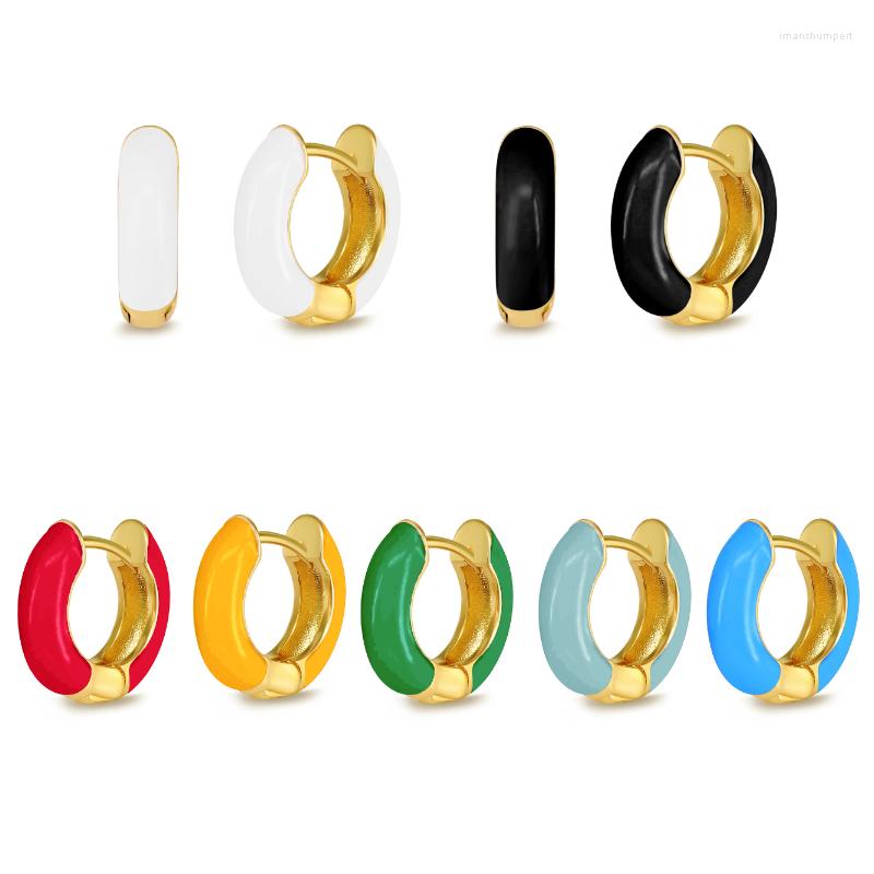 

Hoop Earrings 1 Pair Personalized Versatile Fashion Multicolor Enamel Small Circle Drip Color For Women Jewelry Gifts