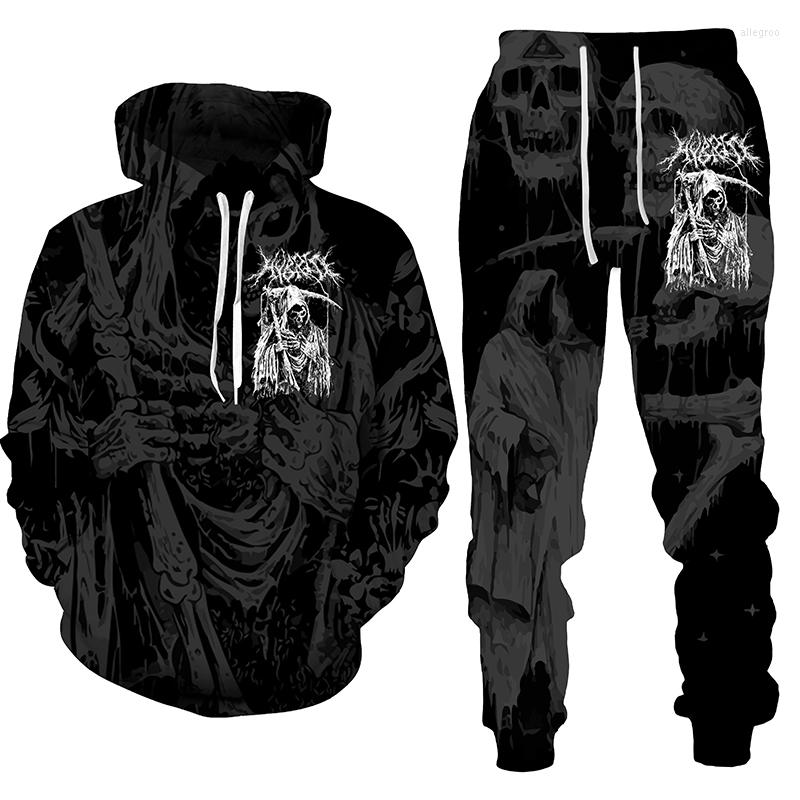 

Men' Tracksuits Punk Skull 3D Printed Men/Women Sweatshirt Hoodie Pants Sets Street Style Hip Hop Rock Pullover Suits Mens Clothes, 1221