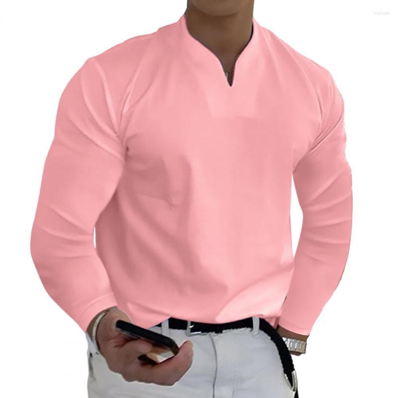 

Men's Polos Trendy Spring Tops Soft Men Slim Fit Lightweight Plus Size V Neck, Pink