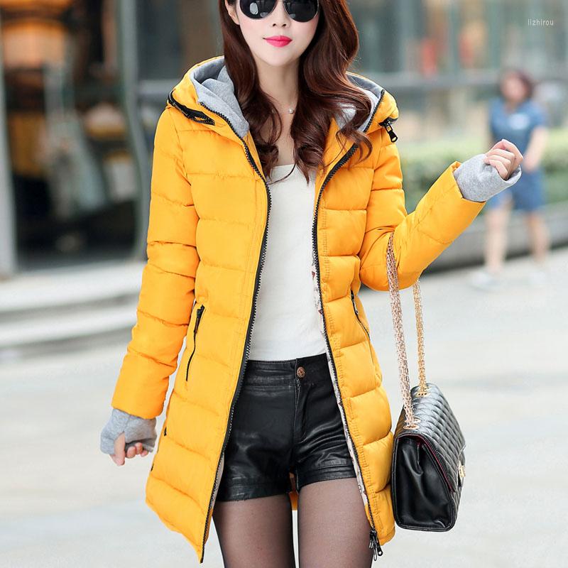 

Women's Trench Coats Winter Women Long Jacket Parka Pultra Light Coat Hooded Oversize Autumn Warm Puffer Lady, Yellow
