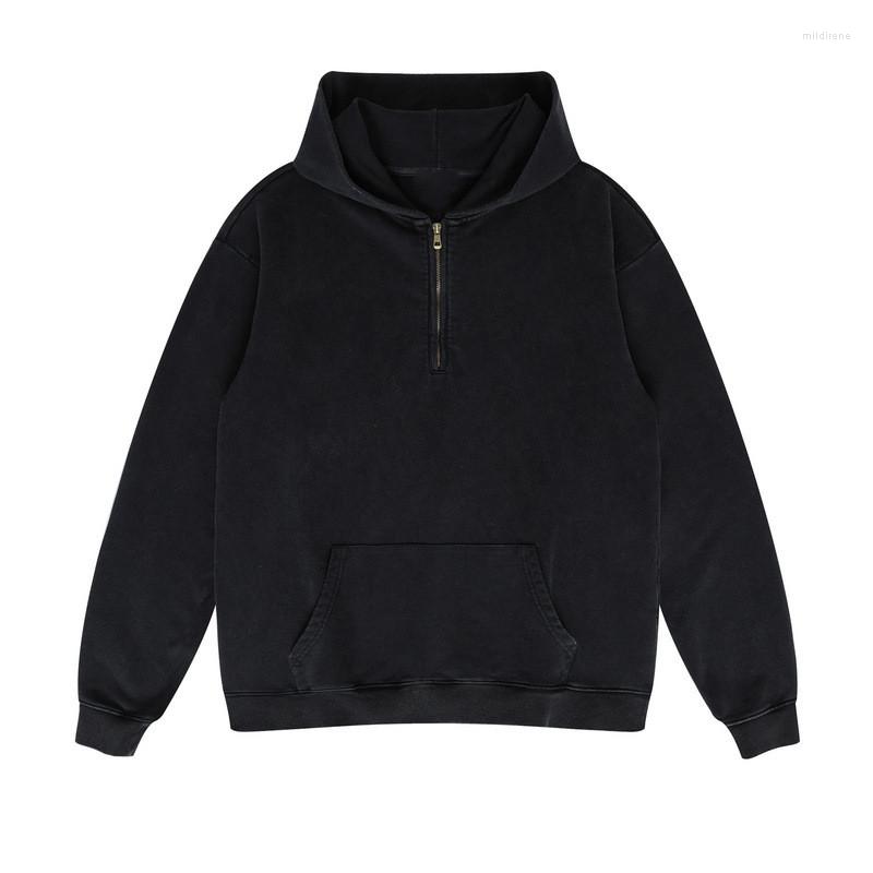 

Men's Hoodies 2022 Autumn Winter Heavyweight Washed Vintage Zipper Sweatshirts Man Black Loose Oversize Full Sleeve Casual Tops