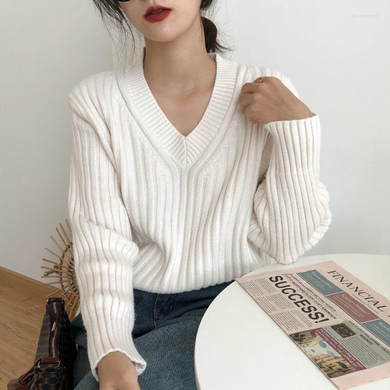 

Women's Sweaters Autumn/winter 2022 The V-neck Sweater Loose And Slim Korean Pullover Women, Black