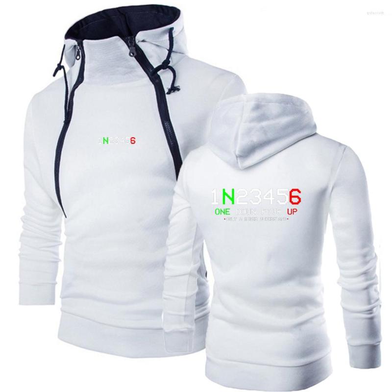 

Men' Hoodies 2022 Autumn Men' Hooded Sweatshirt Motorcycle Shift Gear 1N23456 Biker Print Fashion Diagonal Double Zip Harajuku