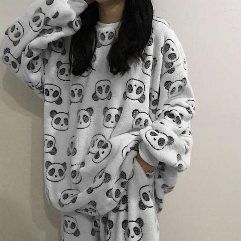 

Men's Sleepwear Women Winter Flannel Pajama Set Fleece Pajamas Homewear Thick Warm Velvet Female Suit Fall Sweatshirt Ladies Pyjama, Style3-color6