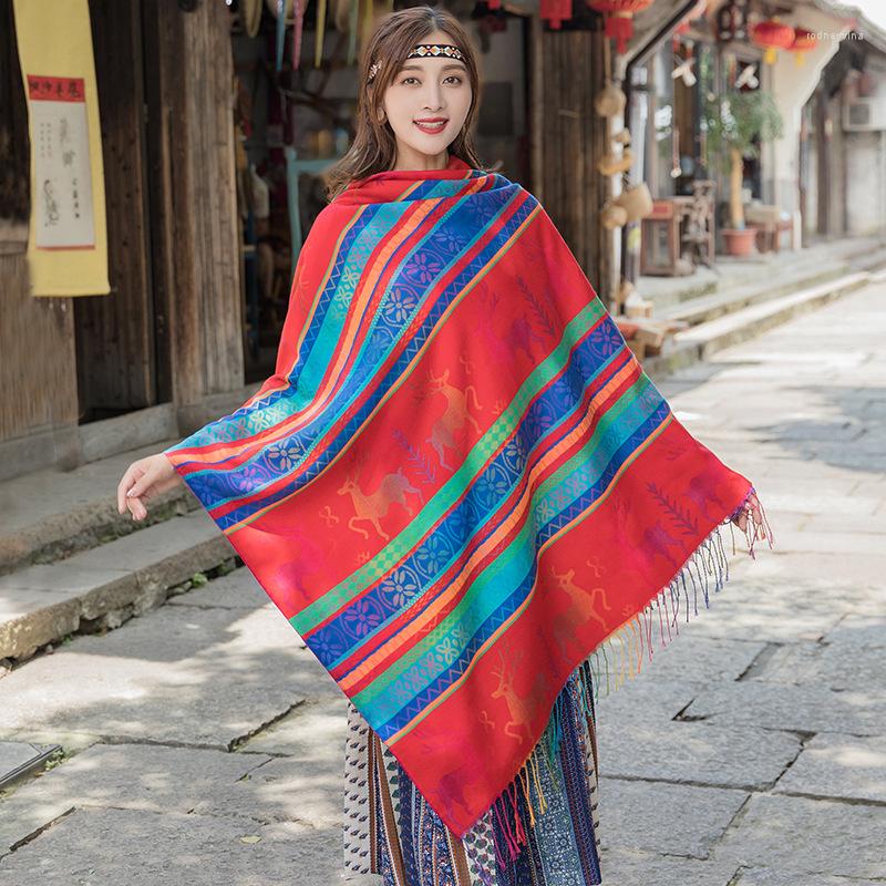 

Scarves Orange/Red/Blue 7 Colors Women Large Square Cashmere With Tassel Warm Female Blanket Lady Shawls Poncho Wrapss