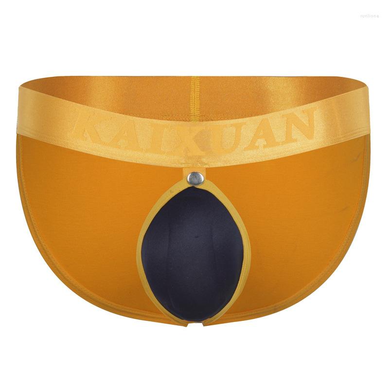 

Underpants Mens Underwear Elastic Cotton Removal Cup Pad Briefs Lingerie Sexy Gay Man Panties, Red