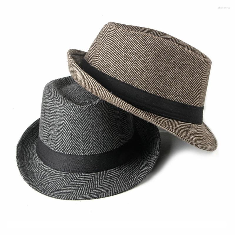 

Berets Autumn Winter Men Jazz Hat Casual Elderly Gentleman Classical Wide Brim Fedora Cotton Outdoor Vintage Panama Hats For Dad Caps, Khaki