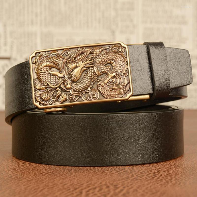 

Belts China Buckle Belt Men Genuine Luxury Leather Men's For Business Strap Male Metal Automatic, Picture shown
