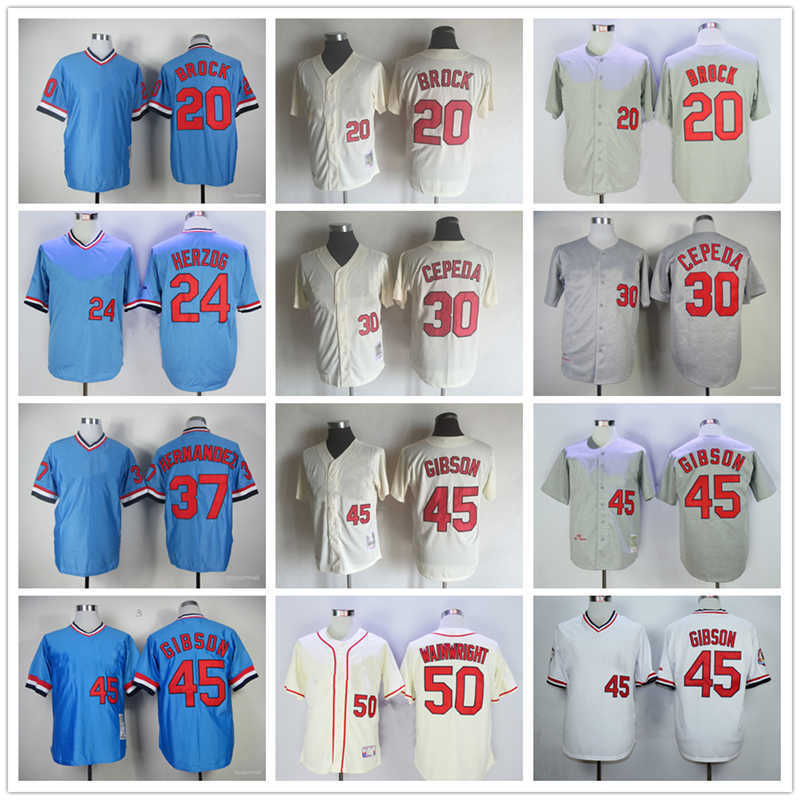 

Vintage College Baseball Wears Jersey 50 Adam Wainwright 20 Lou Brock 24 Whitey Herzog 30 Orlando Cepeda hernandez Gibson 1944 1969 Jerseys Men Women Youth Size S--XXXL, As picture