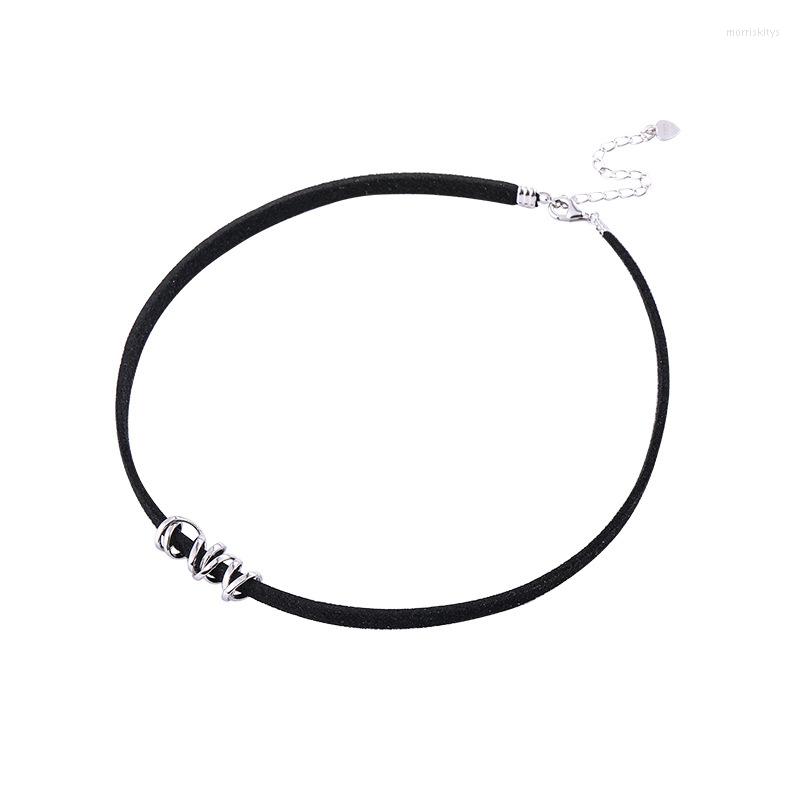 

Choker Fashion Black Cord S925 Sterling Silver Necklace For Women Punk Style Chokers Jewelry Girls
