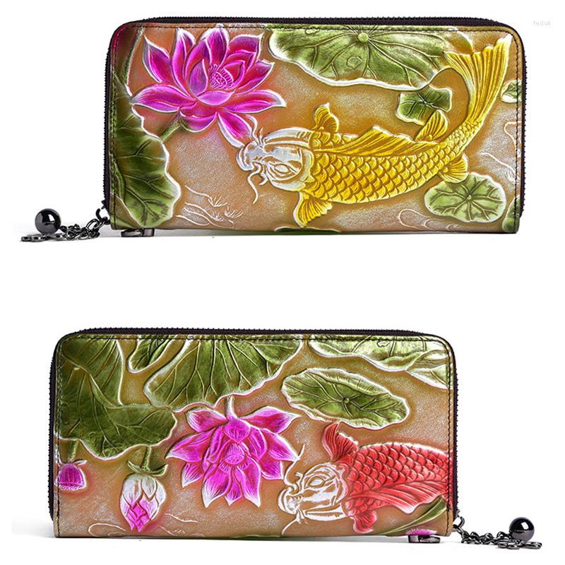 

Wallets Fashion Male Clutch Men Long Genuine Leather Purse Women With Coin Pocket Wallet For Cards Money Bag, Gold