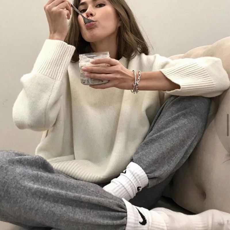 

Women' Sweaters Oversized Knitted Jumper Women Cashmere Sweater Vintage All Match Pullovers O Neck Top Loose Soft Female Knitwear, Green