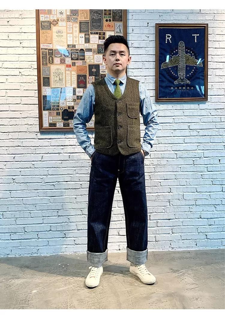 

Men' Vests Men' Vest Herringbone Gentleman Style Wool Tweed Vintage Suit Groom Groomsmen Wedding Party Sleeveless Tank Top, Green