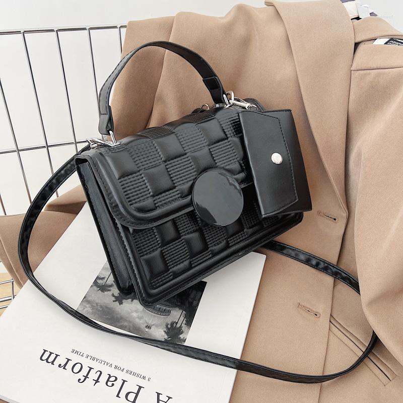 

Evening Bags Women's Bag Retro Small Square Handbag Simple Plaid Casual Crossbody Shoulder, Black