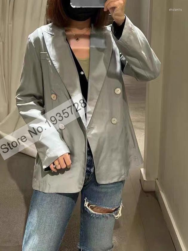 

Women' Two Piece Pants Ladies High-end Silk Double Row Shell Buckle Blazer Jacket - Women Wide Leg Female Top Trousers 2pc Set, Only pants