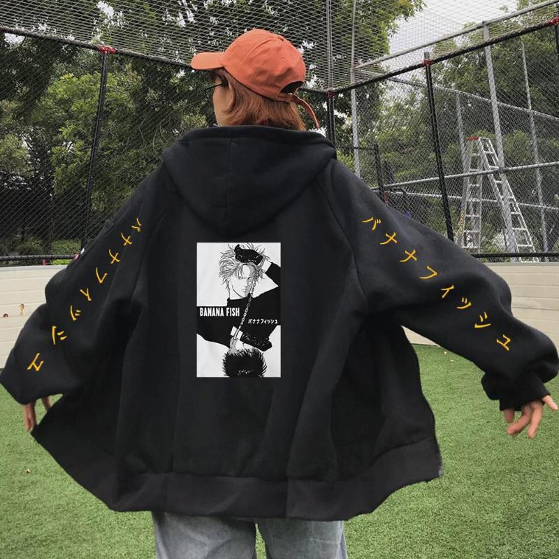 

Men's Hoodies Hoodie Banana Fish Anime Men's Fashion Autumn Winter Sweatshirts Casual Zip Up Fleece Hooded Hig, Bk
