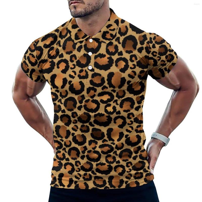 

Men' Polos Wild Animal Casual Polo Shirts Brown Leopard Spots T-Shirts Short Sleeve Pattern Shirt Summer Retro Oversized Tops Gift, Style-3